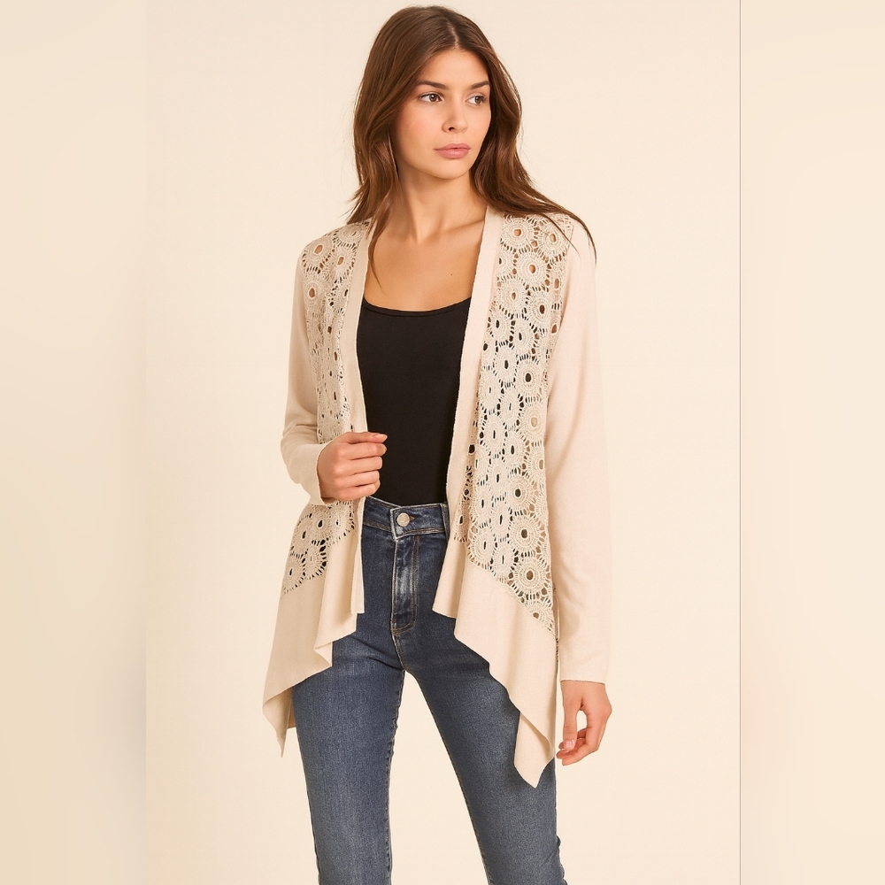 Alberto Makali Laser-Cut Faux Suede‎ Cardigan